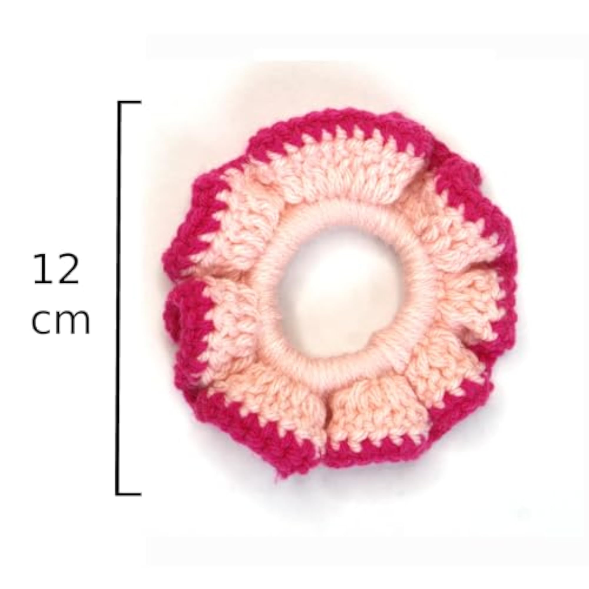 Handmade Crochet Woolen Scrunchies in Pink & Baby Pink